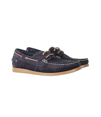 Womens/ladies savona calf suede deck shoes navy Hy