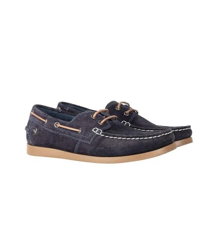 Womens/ladies savona calf suede deck shoes navy Hy