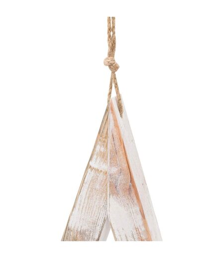 Sparkle wooden star hanging ornament one size brown/white Hill Interiors