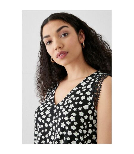 Dorothy Perkins Womens/Ladies Floral Lace Detail Tank Top (Black/White)