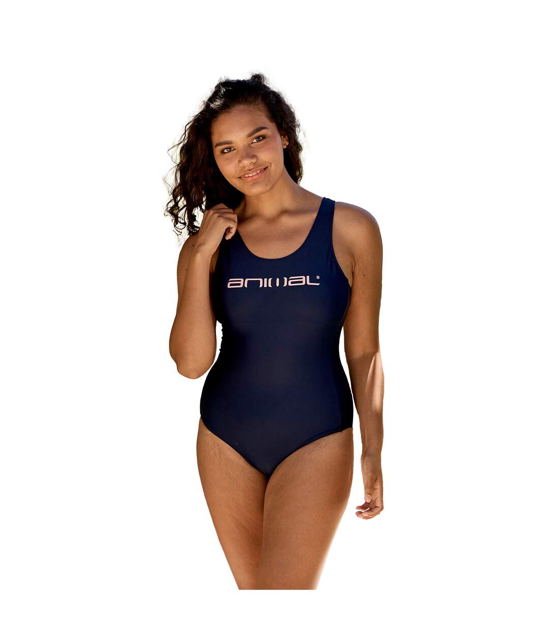 Womens/ladies zaley core one piece swimsuit navy Animal