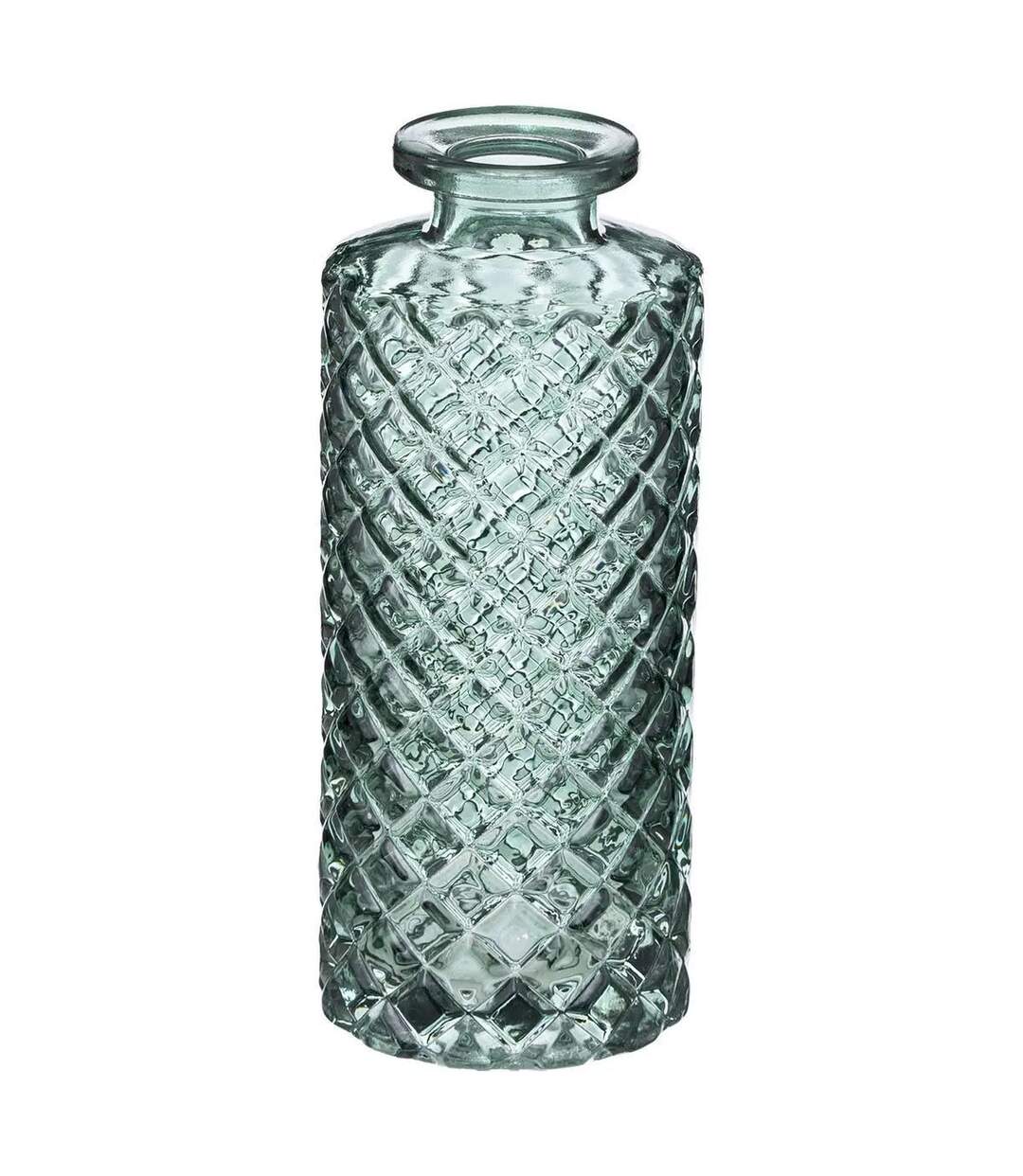 Lot de 3 Soliflores Design Verre Strié 13cm Vert-4