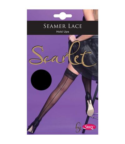 Silky Scarlet - Bas autofixants à couture (1 paire) - Femme (Noir) - UTLW217