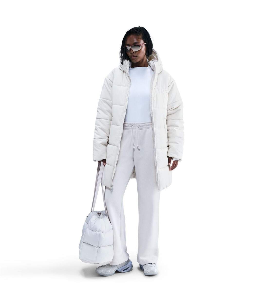 Womens/ladies Classic Therma-fit Insulated Loose Puffer Jacket Bone White Nike-3