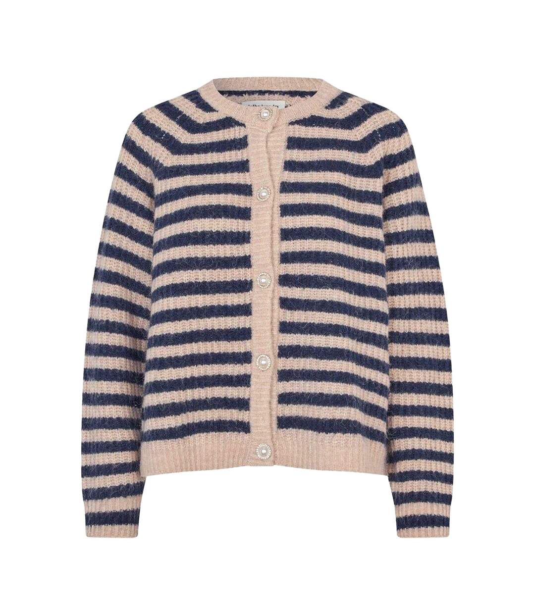 Womens/ladies Striped Cardigan Dark Blue Melange Lollys Laundry-1