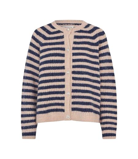 Womens/ladies Striped Cardigan Dark Blue Melange Lollys Laundry