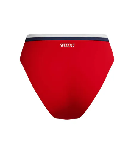 Womens/ladies Logo High Waist Bikini Bottoms Red Speedo