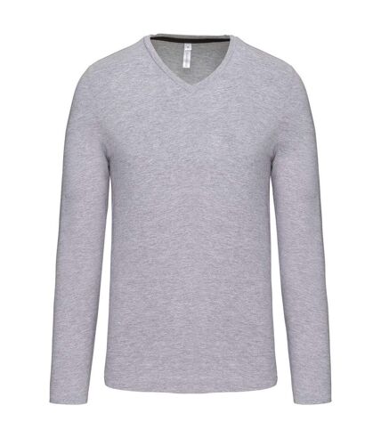 T-shirt manches longues col V - K358 - gris oxford - homme
