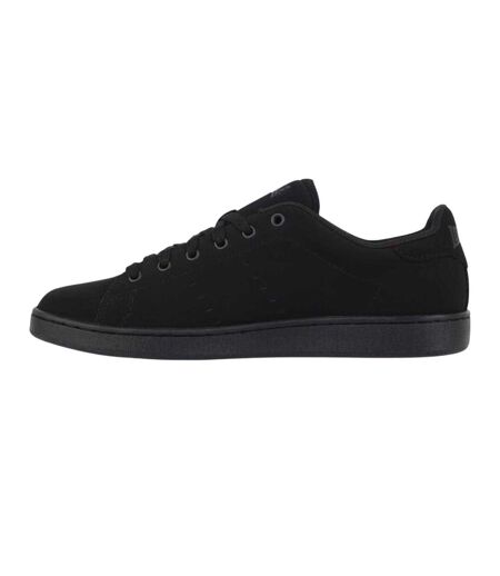 Mens Leyton Leather Flat Trainers Black Lonsdale