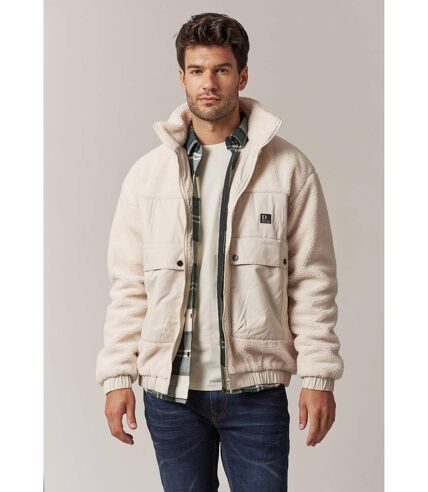 Veste casual bimatière en sherpa et imitation fourrure pour homme COSMO