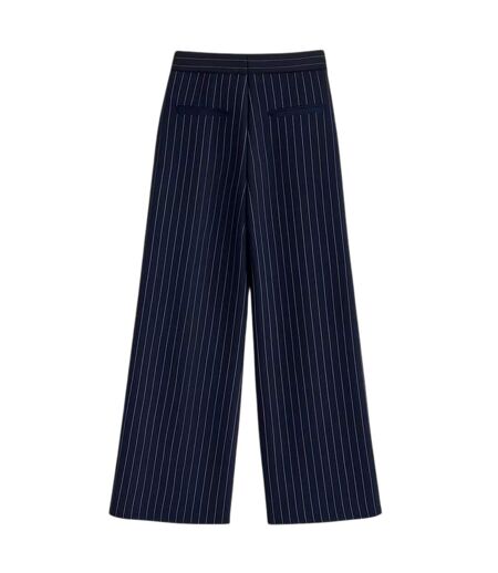 Womens/ladies Pinstripe Wide Leg Trousers Navy I Saw It First