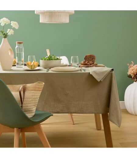 Nappe Brodé en Coton Joy 150x250cm Kaki