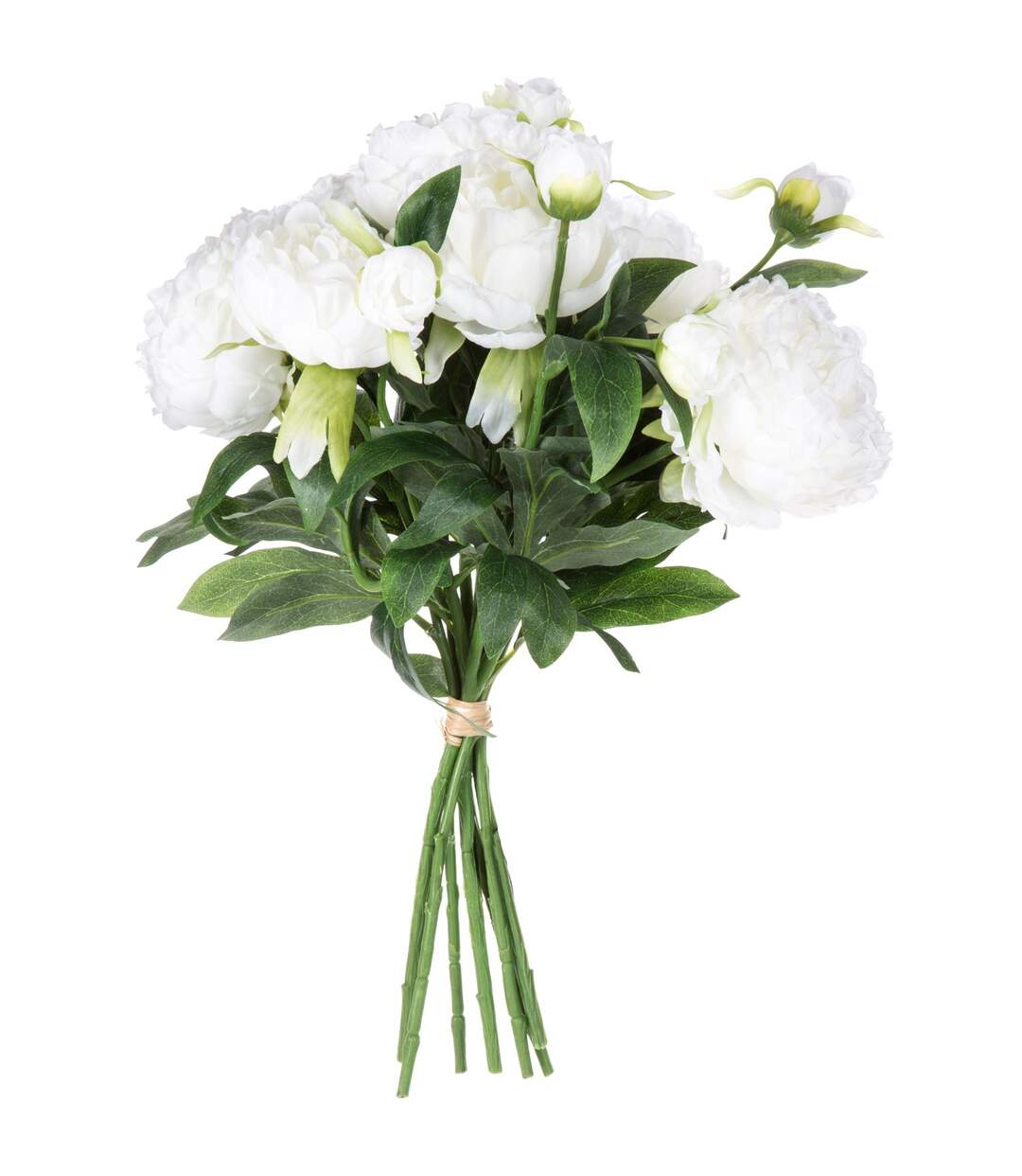 Bouquet artificiel de 13 Pivoines - H. 50 cm - Blanc