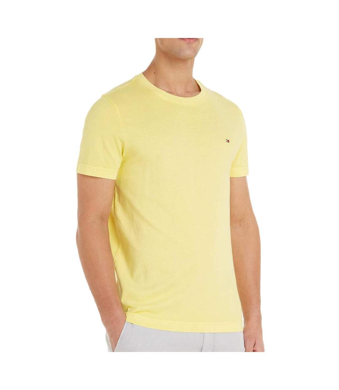 T-shirt jaune homme tommy hilfiger garment dye chest - m-1