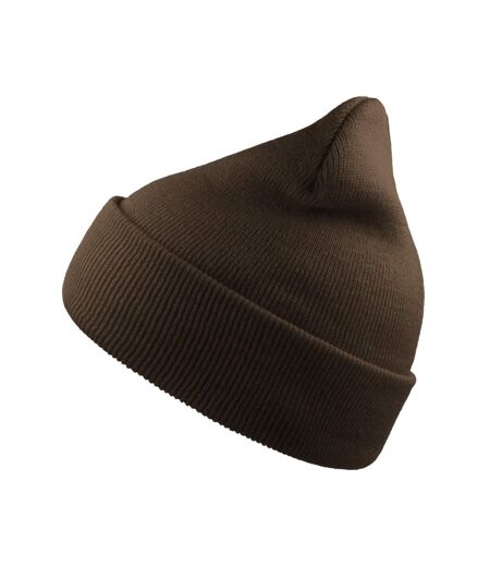 Unisex adult wind recycled cuffed beanie brown Atlantis