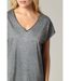 T-shirt col V légèrement loose en tissu irisé avec liseré contrasté sur l'encolure JOSSY-3