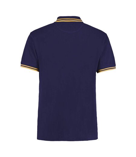 Kustom Kit Mens Tipped Piqué Short Sleeve Polo Shirt (Navy/Sun Yellow) - UTBC613