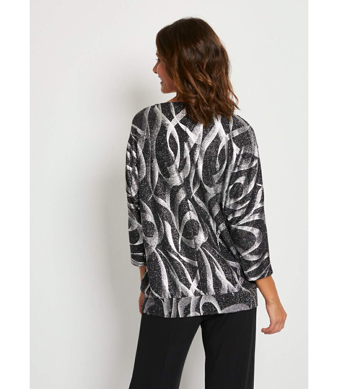 T-shirt long blousant maille pailletée-2