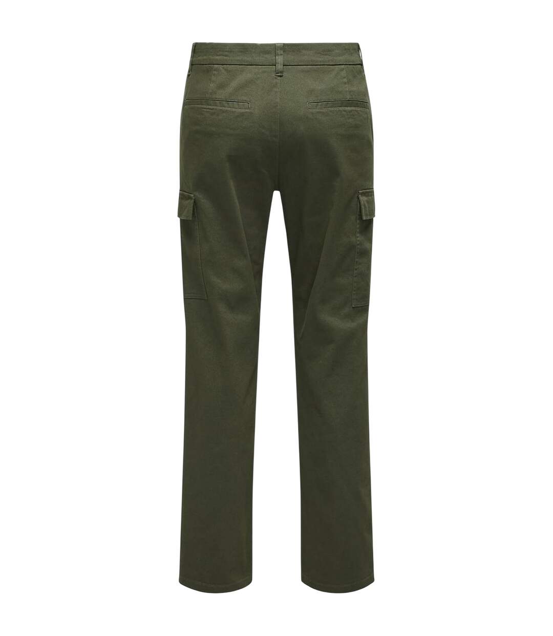Mens Plain Straight Cargo Trousers Olive Night Only-4