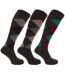 Mens Traditional Argyle Pattern Long Length Lambs Wool Blend Socks (Pack Of 3) (Shades of Grey) - UTMB277