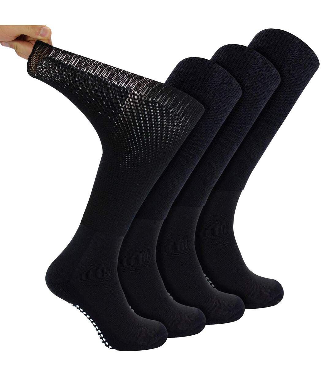 4 Pack Long Bamboo Diabetic Socks With Grips for Men and Women-1