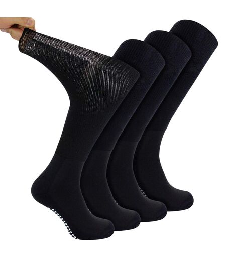4 Pack Long Bamboo Diabetic Socks With Grips for Men and Women