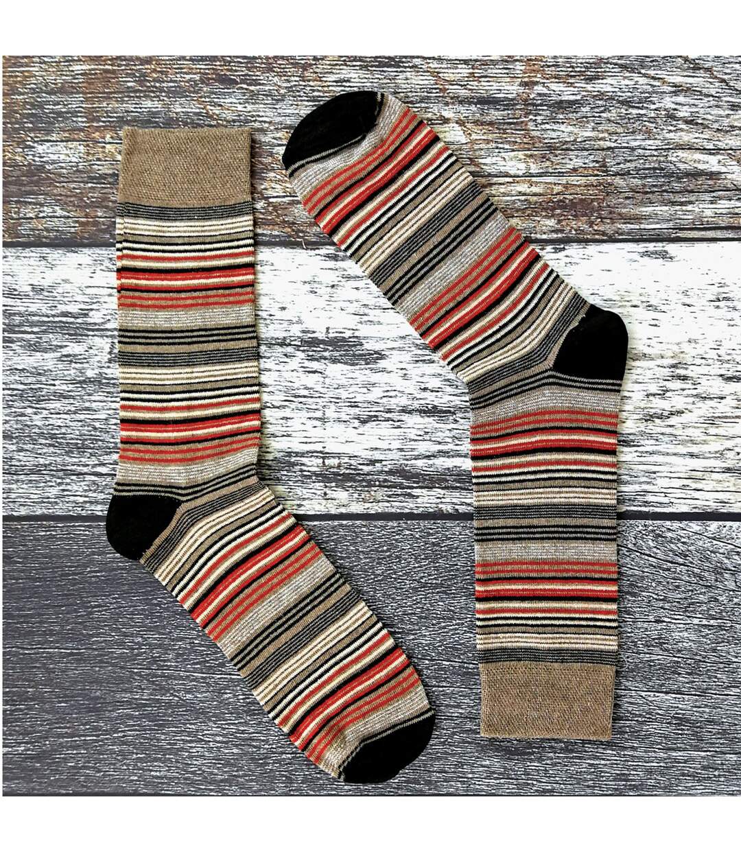 12 Pair Mens Colourful Cotton Striped Patterned Dress Socks-4