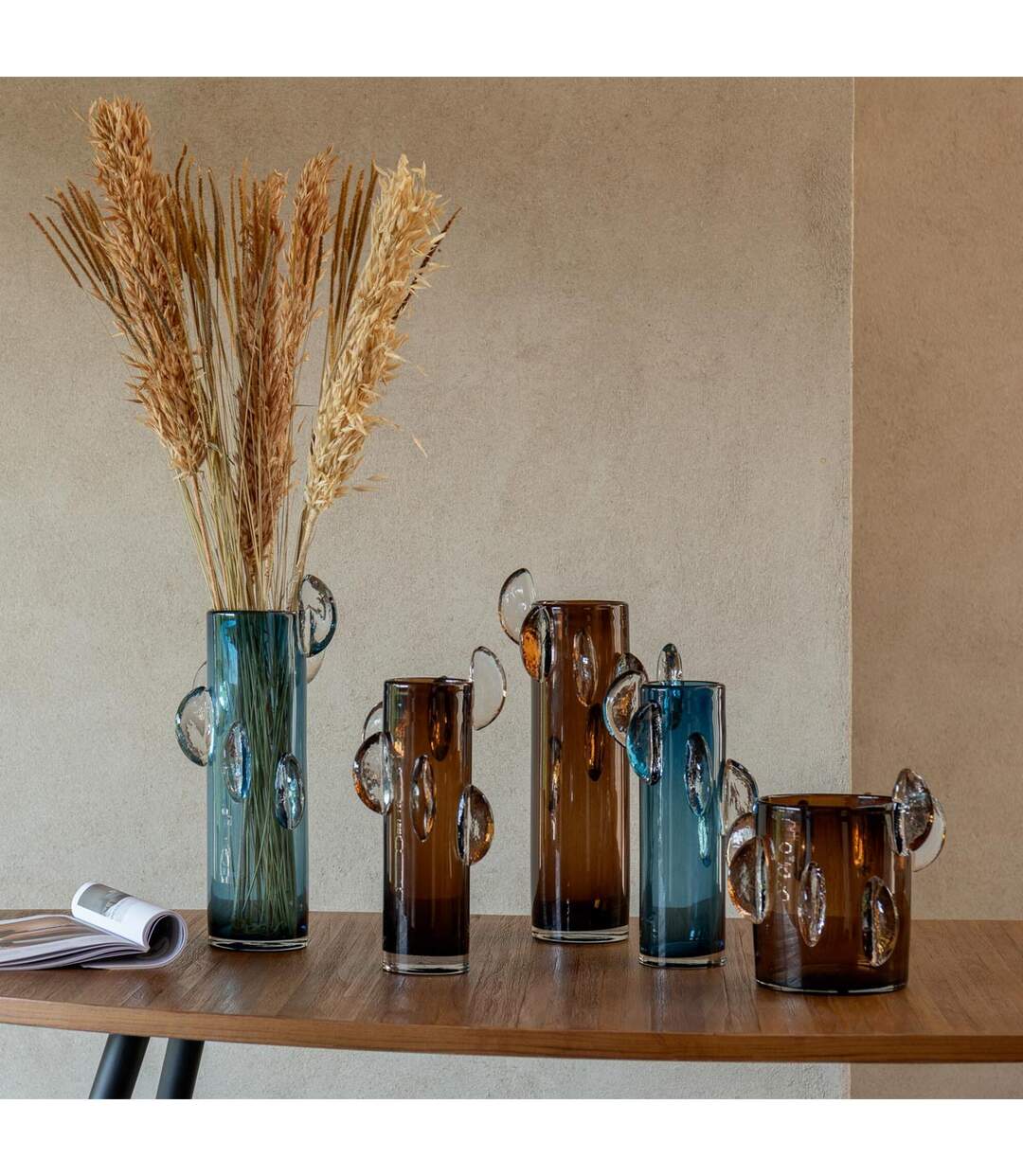 Vase Design en Verre Steggy 37cm Marron-5