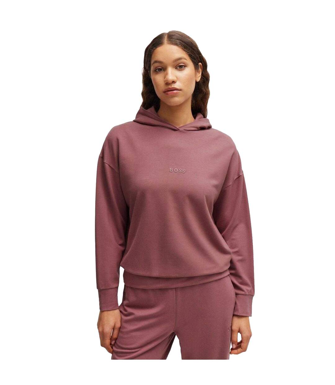 Sweat À Capuche Style Logo Brodé Femme Rouge Boss-1