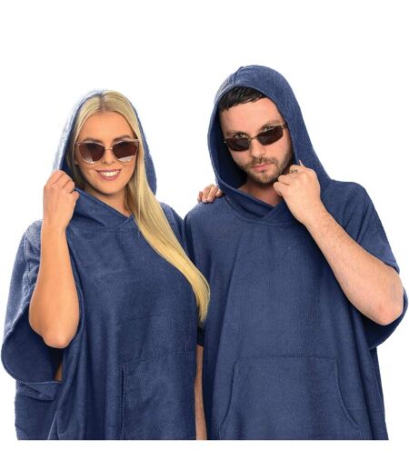 Unisex Adult Cotton Poncho Navy Home & Living