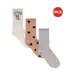 Lot De 3  Chaussettes Motif/style Cœur Femme Blanc Marron Gris Skims-1