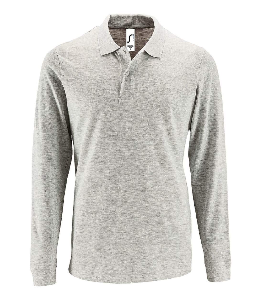 Polos manches longues - Homme - 02087 - blanc chiné-1