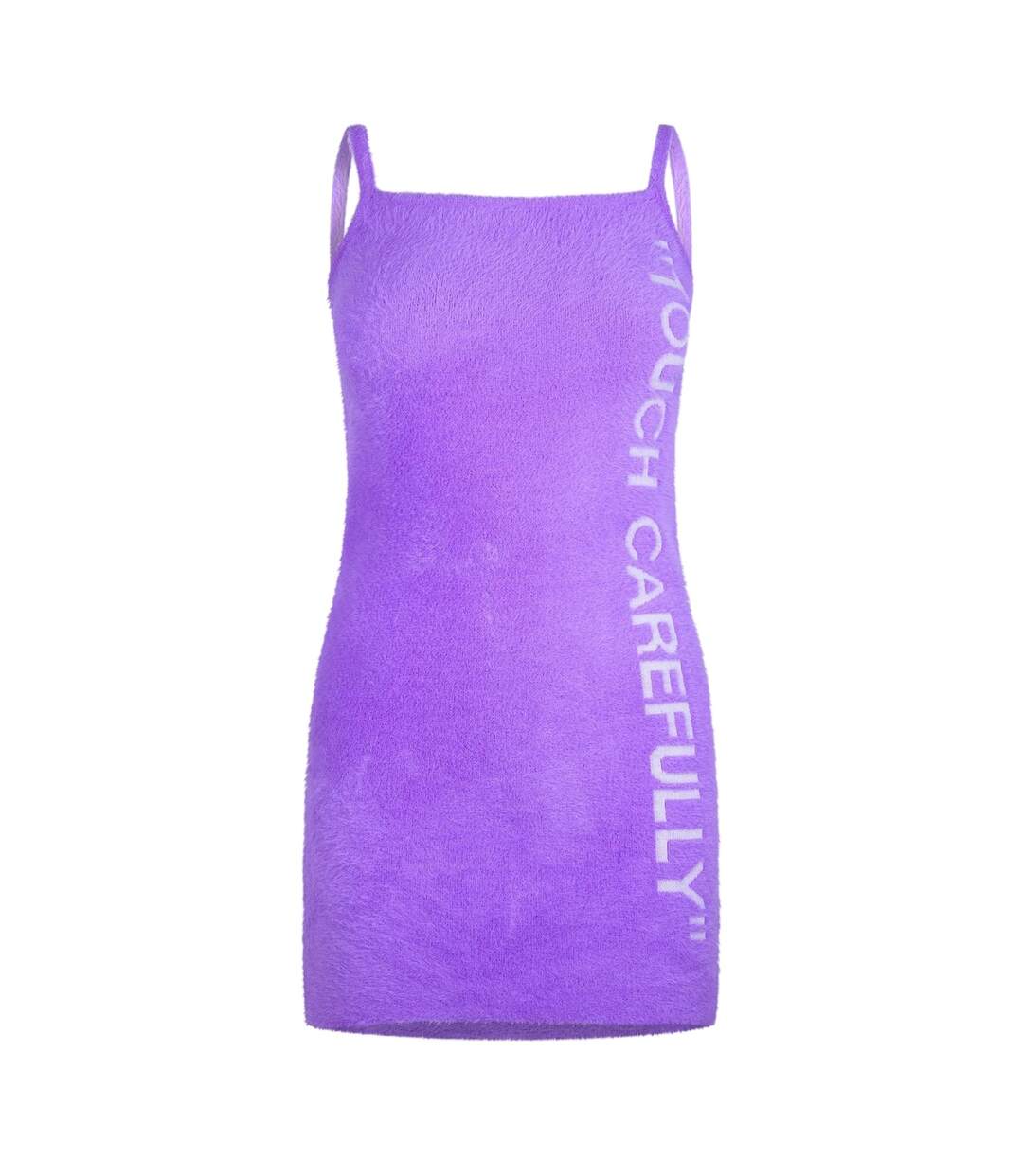 Womens/ladies Touch Carefully Fuzzy Mini Dress Violet White Off White-1