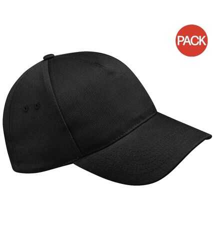 Beechfield Unisex Ultimate 5 Panel Baseball Cap (Pack of 2) (Black) - UTRW6702