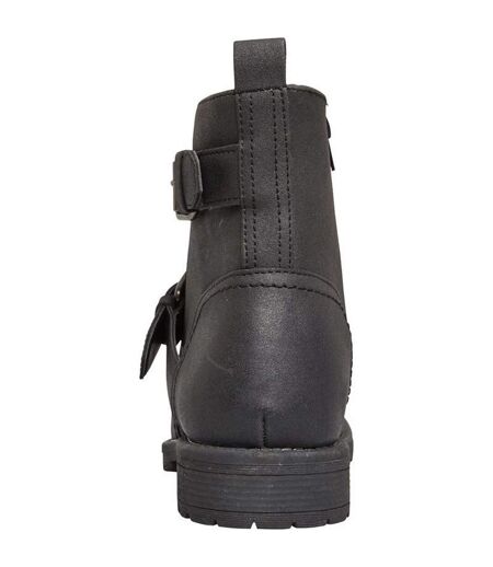 Mens Chad Low Block Heel Motorcycle Boots Black Nicholas Deakins