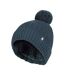 Ladies Winter Ribbed Thermal Cable Knit Beanie Pom Pom Hat