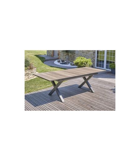 Table de Jardin Extensible Imitation Bois Floride 180-240cm Gris Anthracite