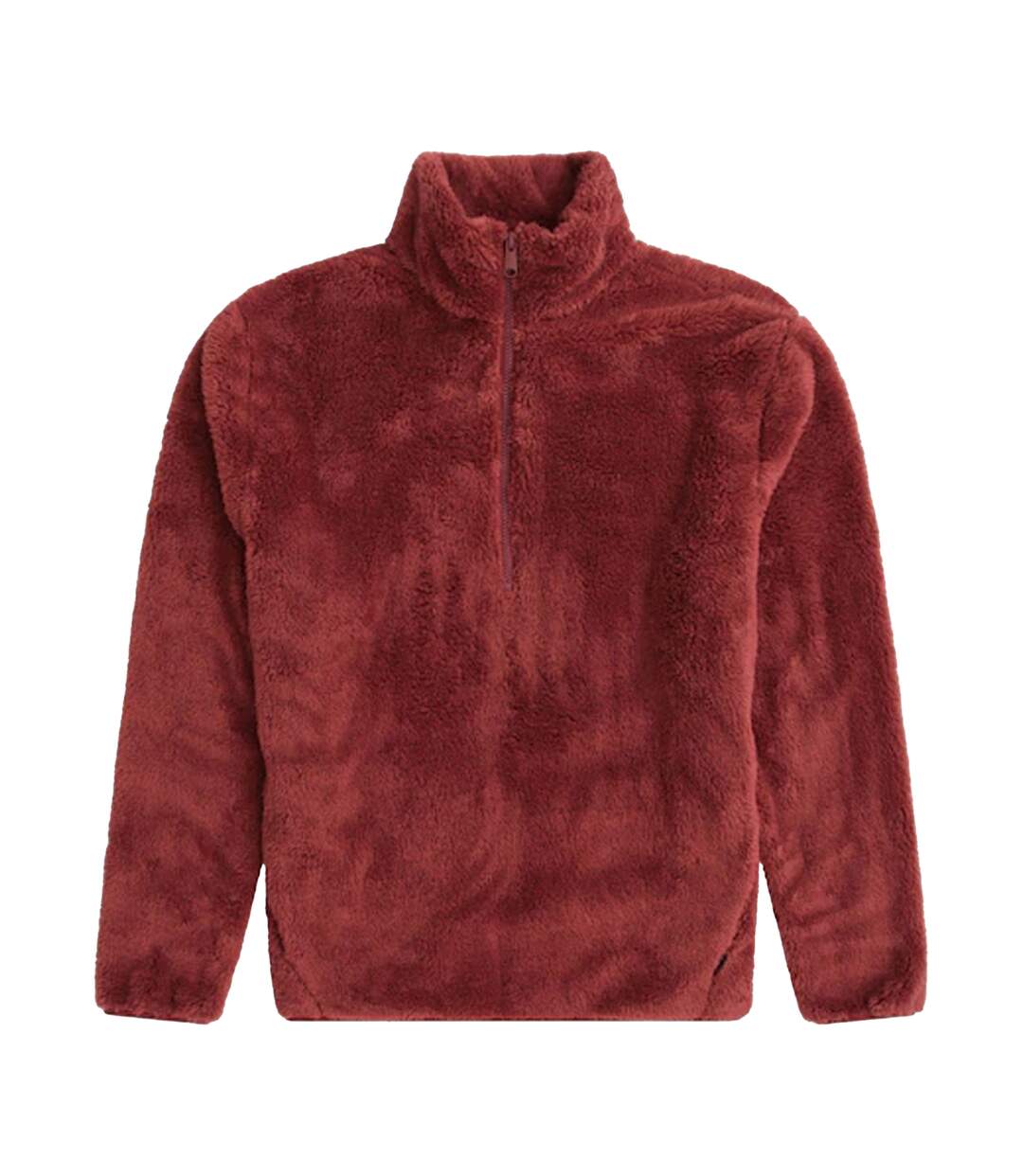 Mens Teddy Fleece Half Zip Jacket Red Animal-2
