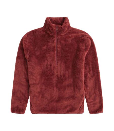 Mens Teddy Fleece Half Zip Jacket Red Animal