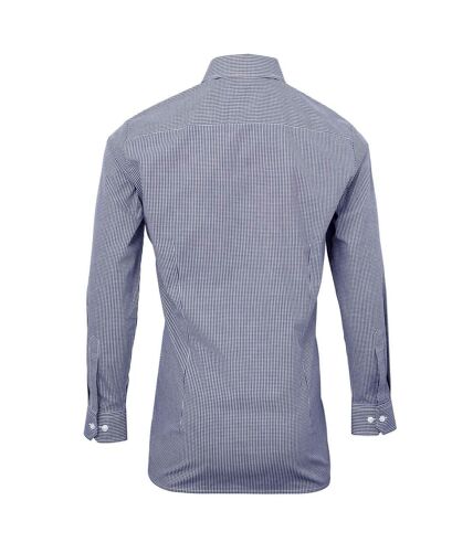 Premier Mens Gingham Long-Sleeved Shirt (Navy/White) - UTPC6015