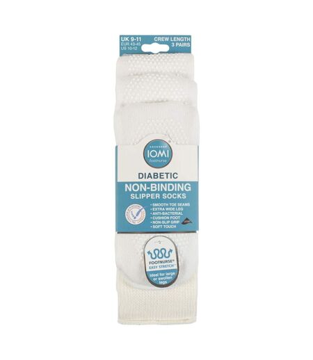 Paquet de 3 chaussettes pantoufles unisexes pour diabétiques avec poignées