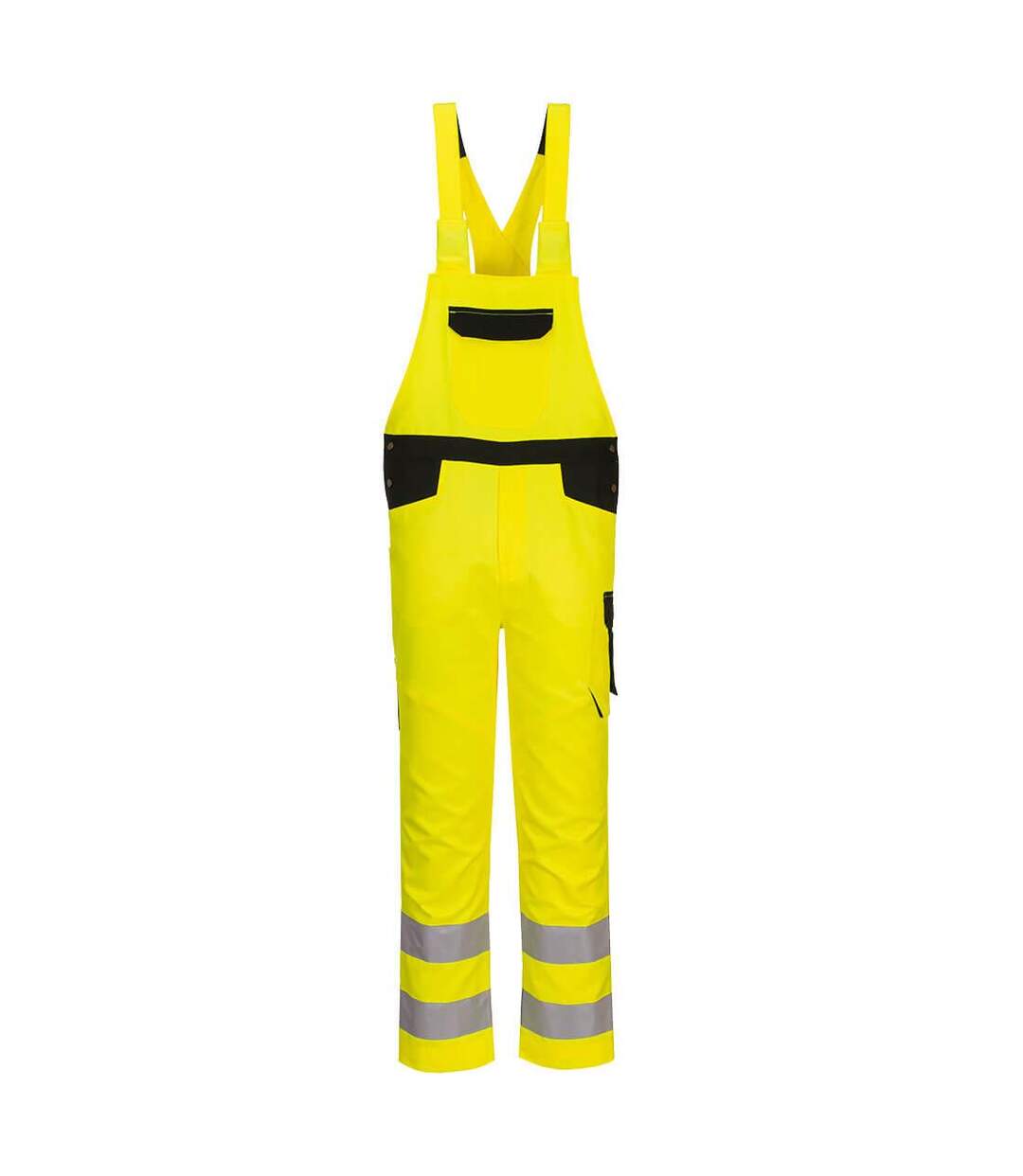 Mens pw2 hi-vis bib and brace overall yellow/black Portwest-1