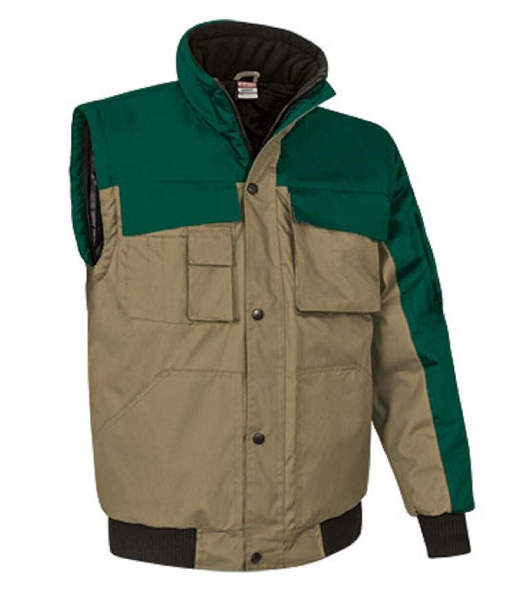 Blouson hiver homme manches amovibles SCOOT - marron kamel et vert