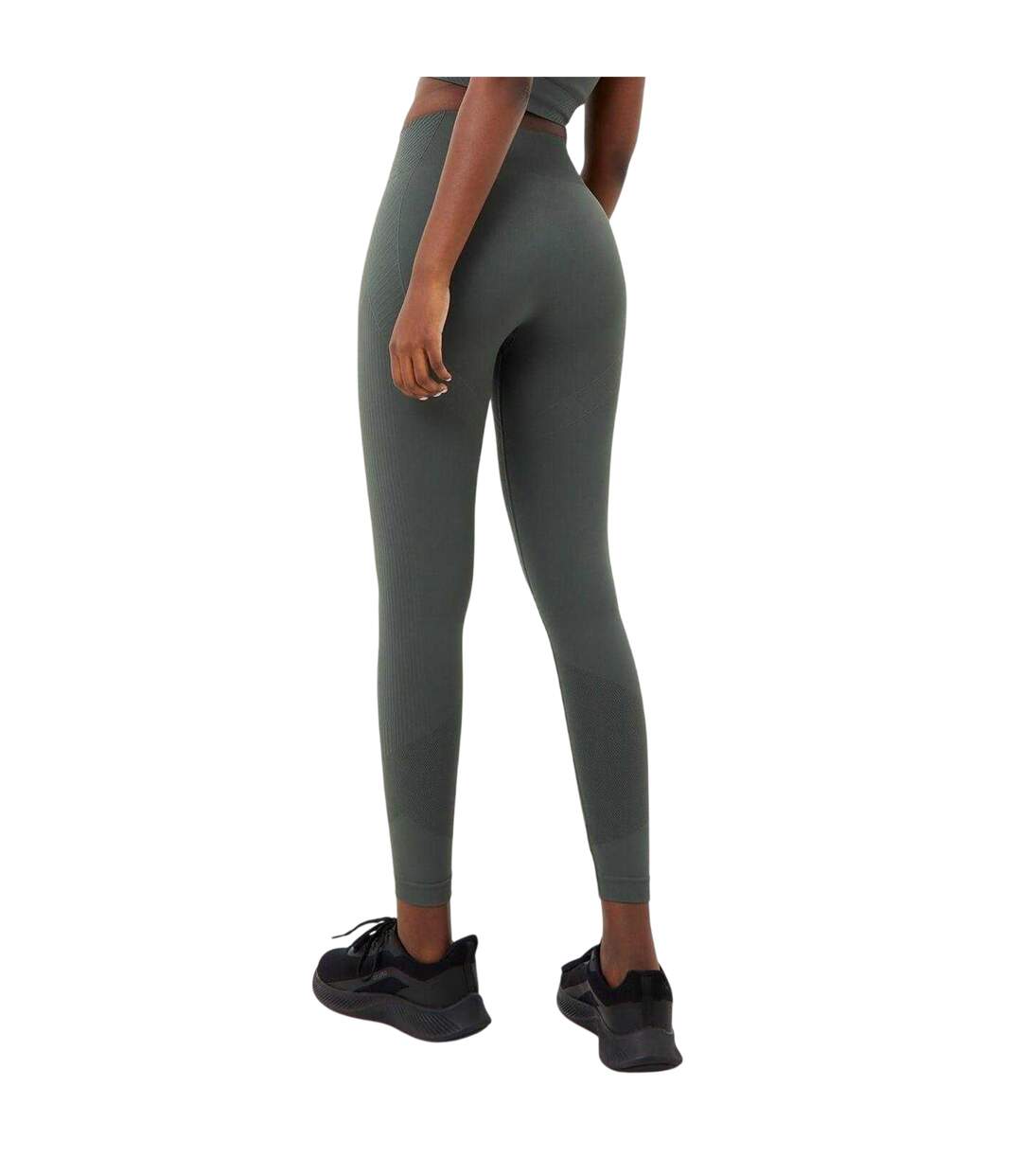 Womens/ladies Seamless High Rise Leggings Khaki USA Pro-3