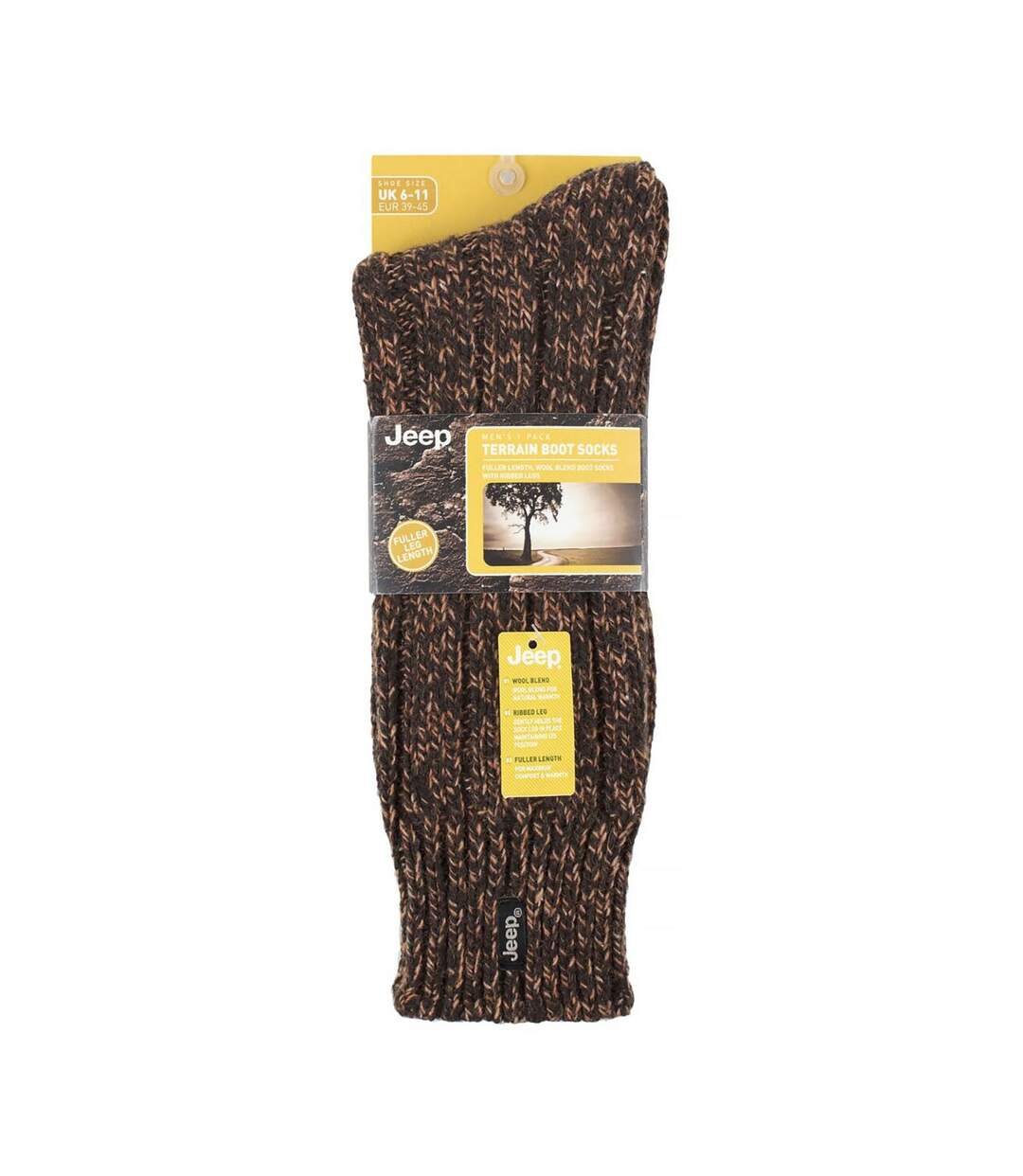 1 Pack Men's Ribbed Wool Hiking Socks | Knit Design Padded Boot Socks-2