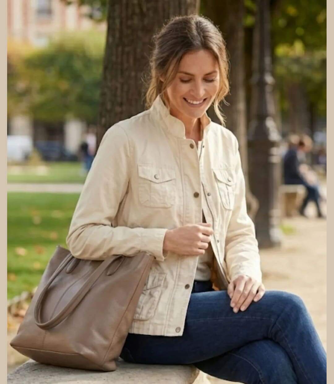 Veste Saharienne Zippée Femme Sable (Réf. AE1165SA)-4