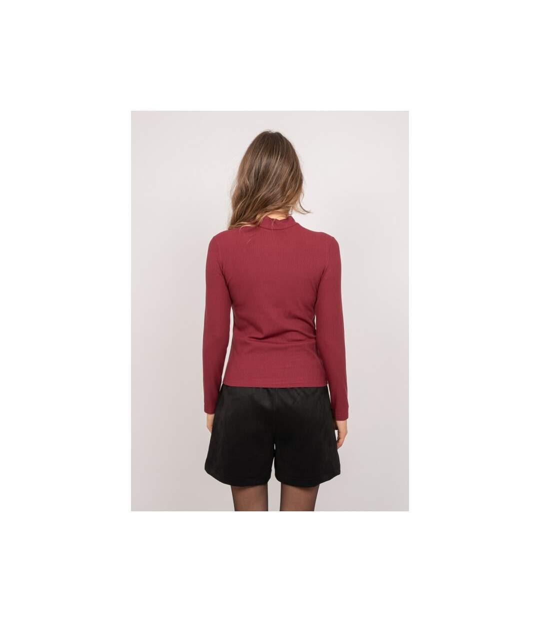 Sous-pull côtelé col montant manches longues FLEOBA - Dona X Lisa-2