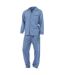 Mens Plain Long Sleeve Shirt & Trouser Bottoms Nightwear Pyjama Set (Blue) - UTN510
