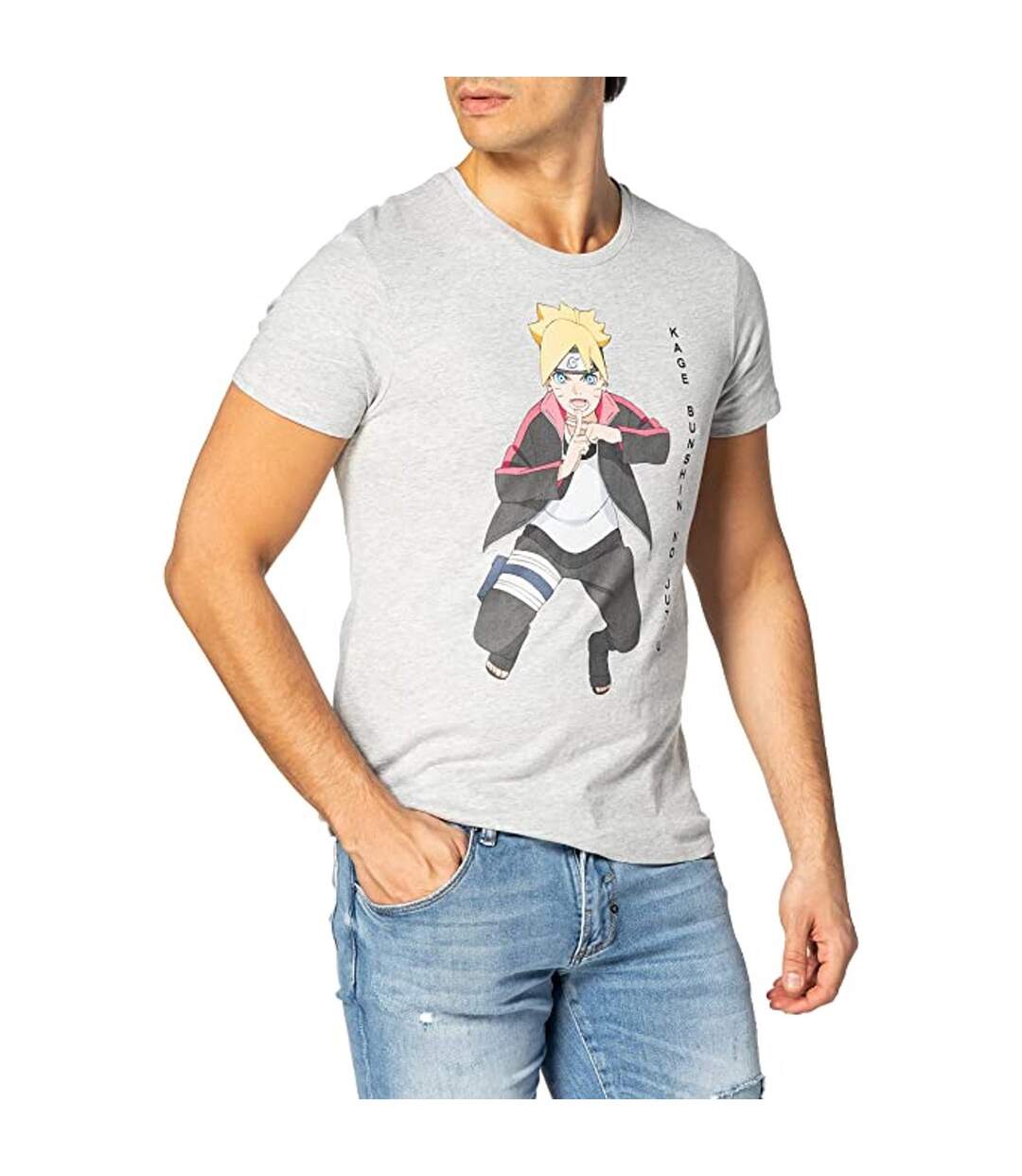 T-shirt Motif/style Logo Homme Gris Boruto: Naruto Next Generations-1
