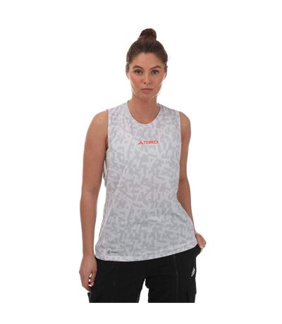 Womens/ladies terrex agravic trail running tank top white/grey Adidas